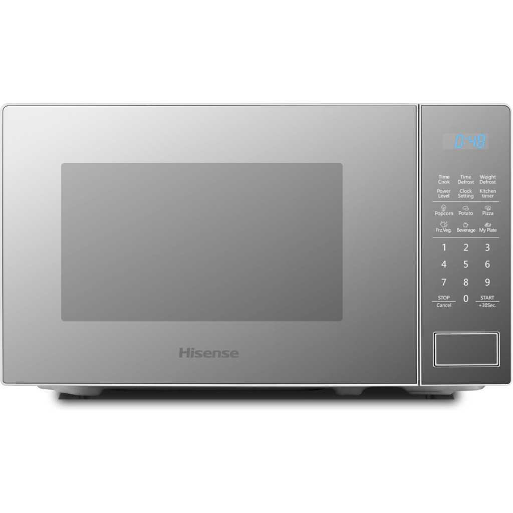 Hisense 20-Litres Digital Microwave Oven H20MOMS11, Child Lock, Defrost, 6 Auto Menus - Mirror Silver