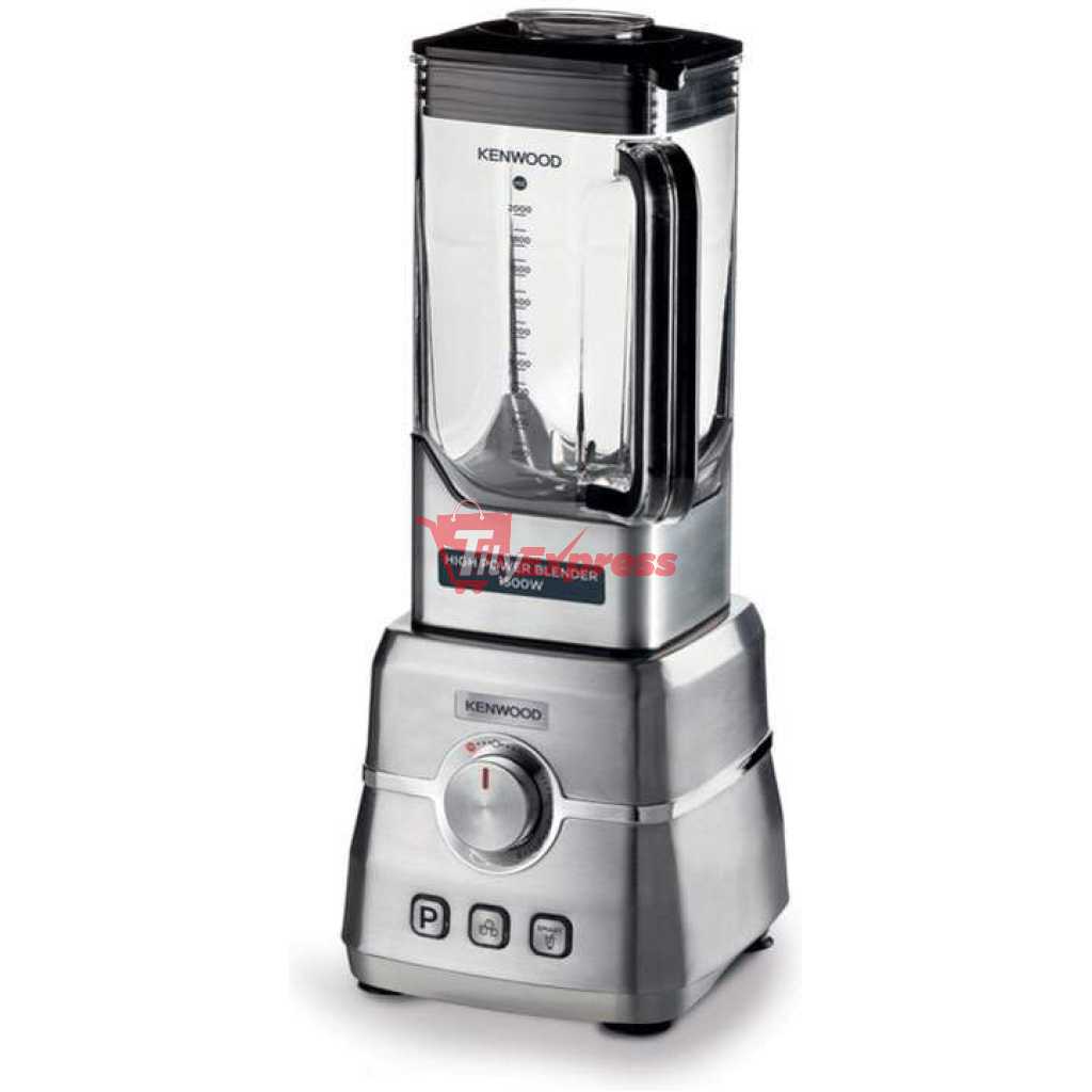 Kenwood Premium Power Blender 1500W Smoothie Blender With 2L Tritan Jar, 500ML Smoothie2Go Bottle & Lid, Blender Tamper/Food Presser, 6 Speed + 3 Preset Programs, Ice Crush Function BLM91.640S - Silver