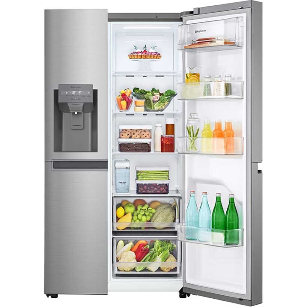 LG 634-Litres GC-L257JLXL Fridge; 634(L) | Side by Side Refrigerator | Smart Inverter Compressor | Multi Air Flow | Smart Diagnosis™, Frost Free
