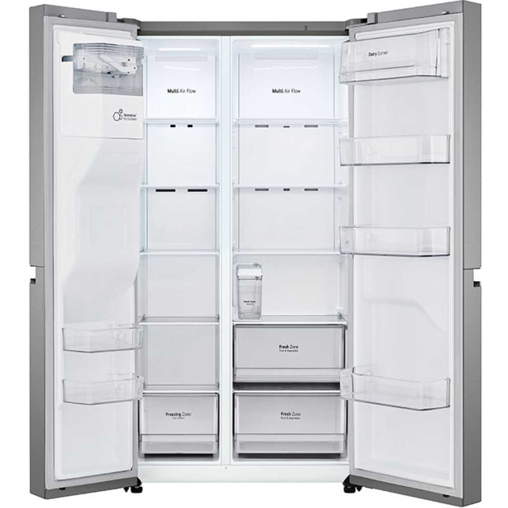 LG 634-Litres GC-L257JLXL Fridge; 634(L) | Side by Side Refrigerator | Smart Inverter Compressor | Multi Air Flow | Smart Diagnosis™, Frost Free