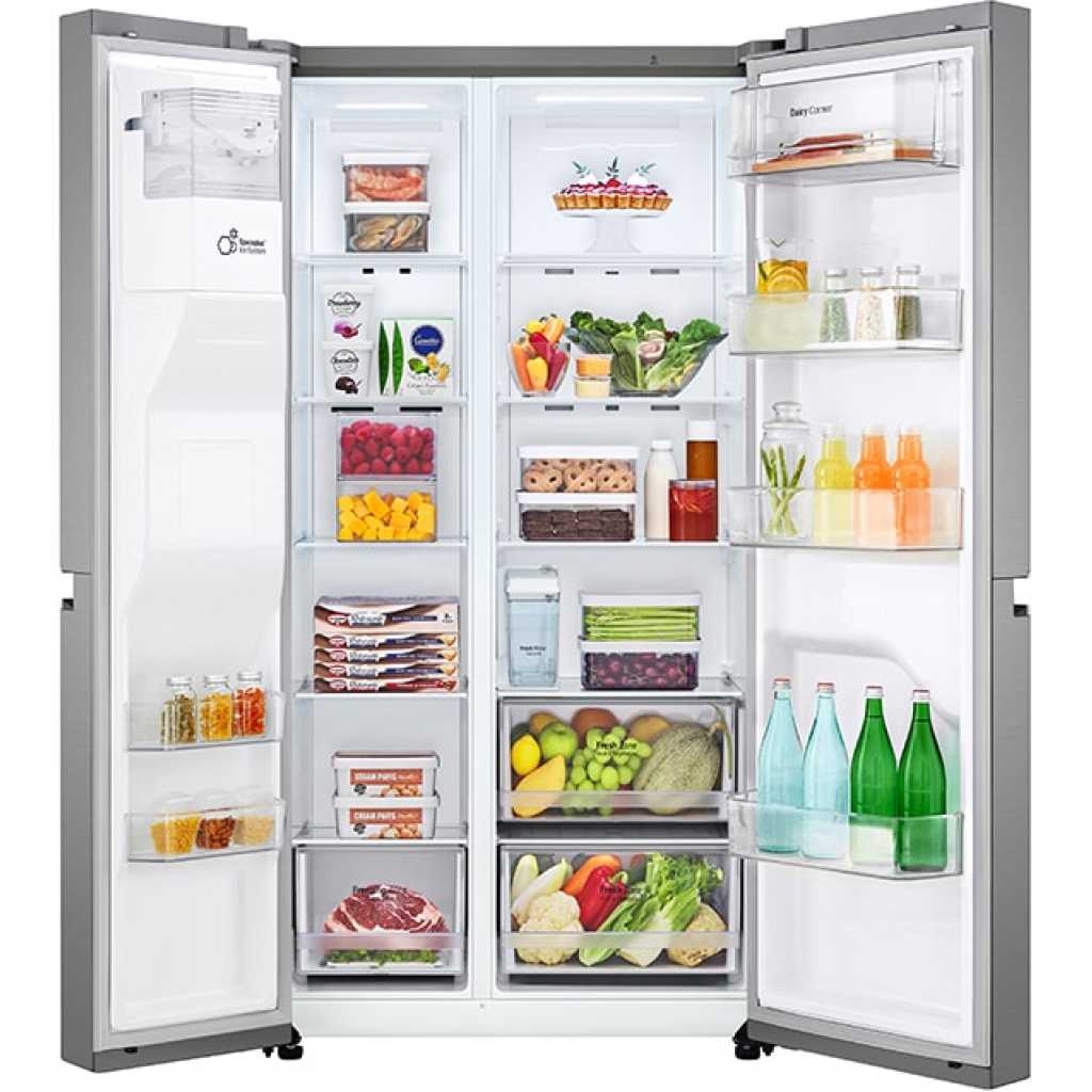 LG 634-Litres GC-L257JLXL Fridge; 634(L) | Side by Side Refrigerator | Smart Inverter Compressor | Multi Air Flow | Smart Diagnosis™, Frost Free