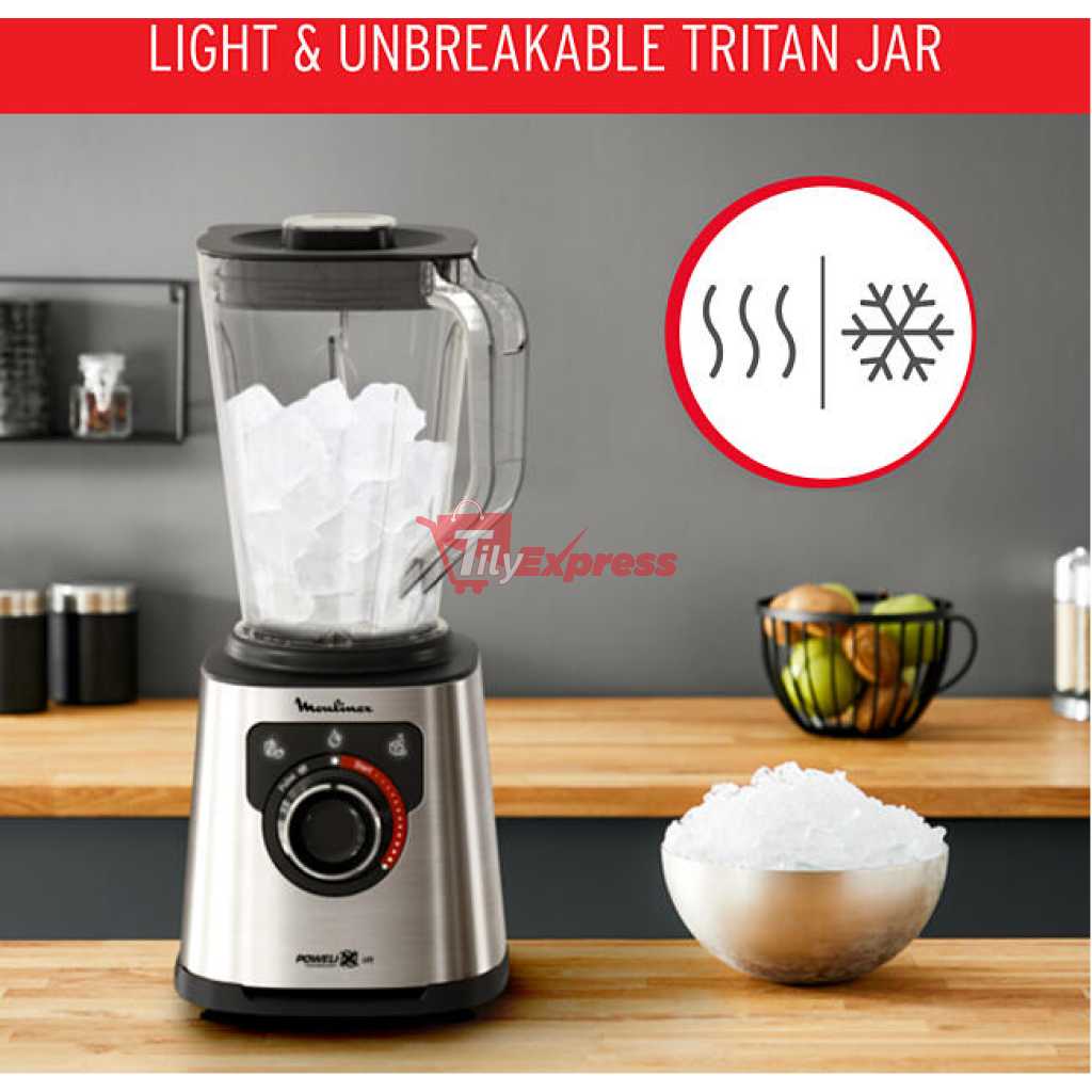 Moulinex Blender, 1200W, Perfectmix, 2L Tritan Jar, 2 Speed LM88HD27, Ice Crush, Smoothie Blender