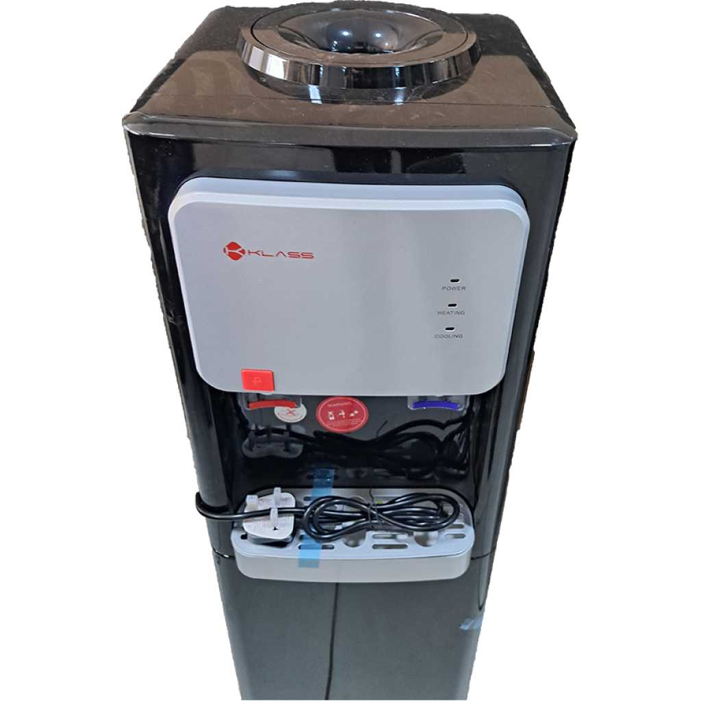 KLASS Water Dispenser KL-2TBLC; Hot & Cold 2-tap Top Loading With Bottom Fridge - Black