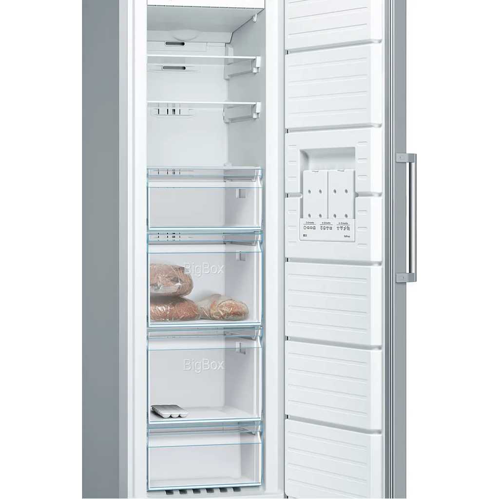 Bosch 242 Liters Free standing Upright Freezer, 186*60cm, Inox | GSN36VL3PG, Serie 4 - Stainless Steel