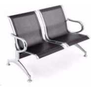 Genuine Metallic Waiting chair 2 seaters black colour Home Office Desk Chairs TilyExpress