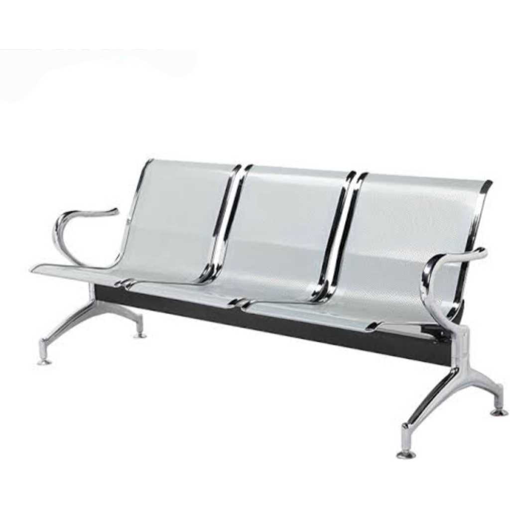 Genuine Metallic Waiting chair 3 seaters silver colour
