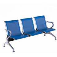 Durable Metallic Waiting chair 3 seaters blue