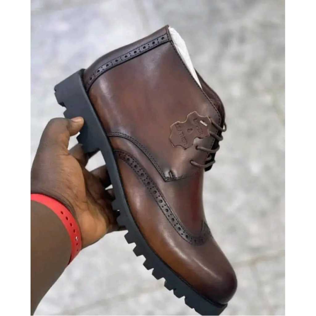 Oxford Men's Designer Lace-up Boots Shoes - Brown