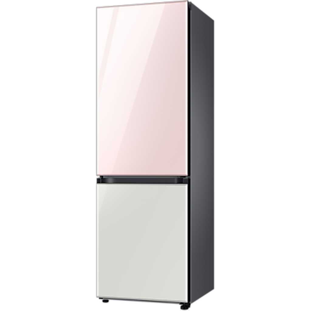 Samsung 339-Litre Fridge RB33T307058; Bespoke 2-Door Bottom Freezer Refrigerator, Pink & White