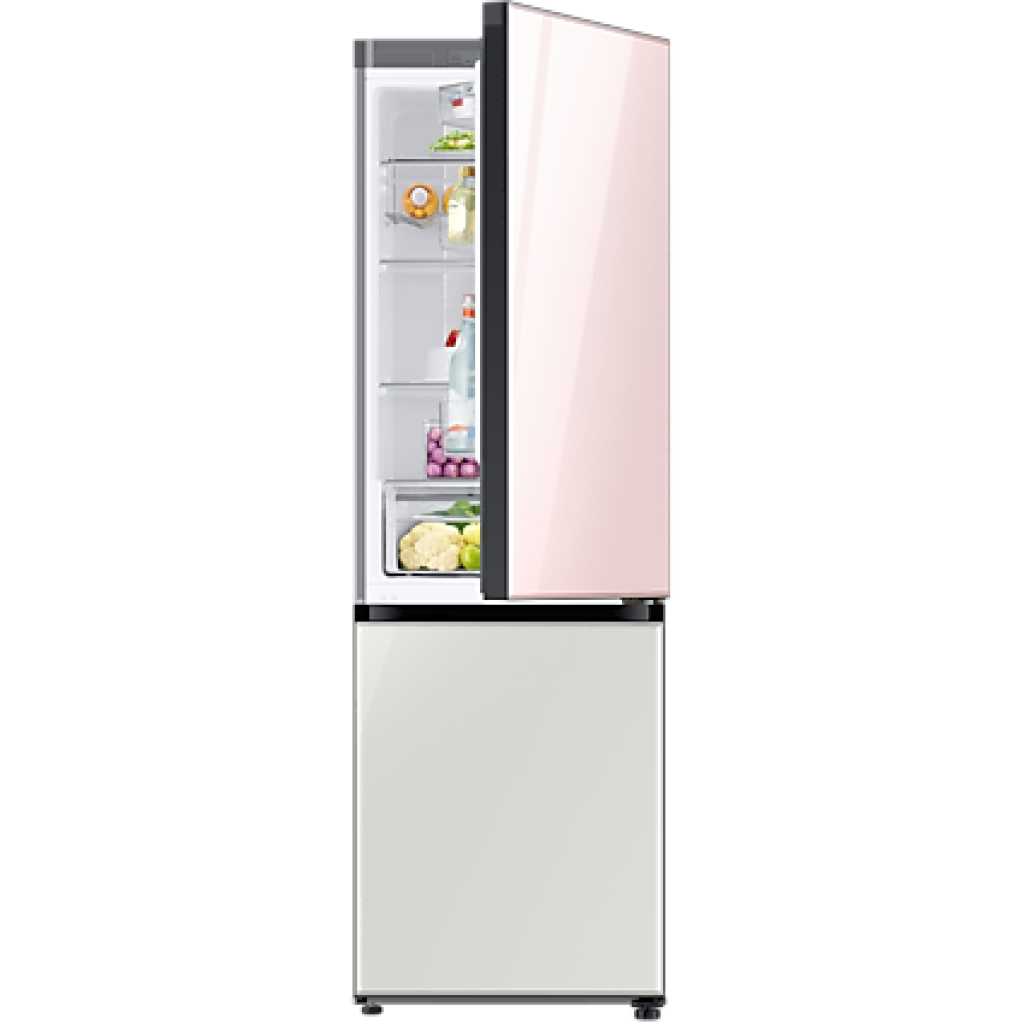 Samsung 339-Litre Fridge RB33T307058; Bespoke 2-Door Bottom Freezer Refrigerator, Pink & White