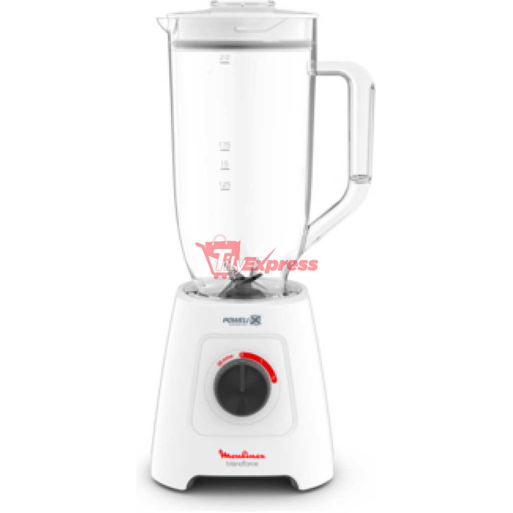 Moulinex Blender Blendforce XL LM458127, 2.8L Jar, 600W 2.8LXXL Jug + 2 Attachments Jars 6-Powelix Blades, Ice Crush Smoothie Blender - White