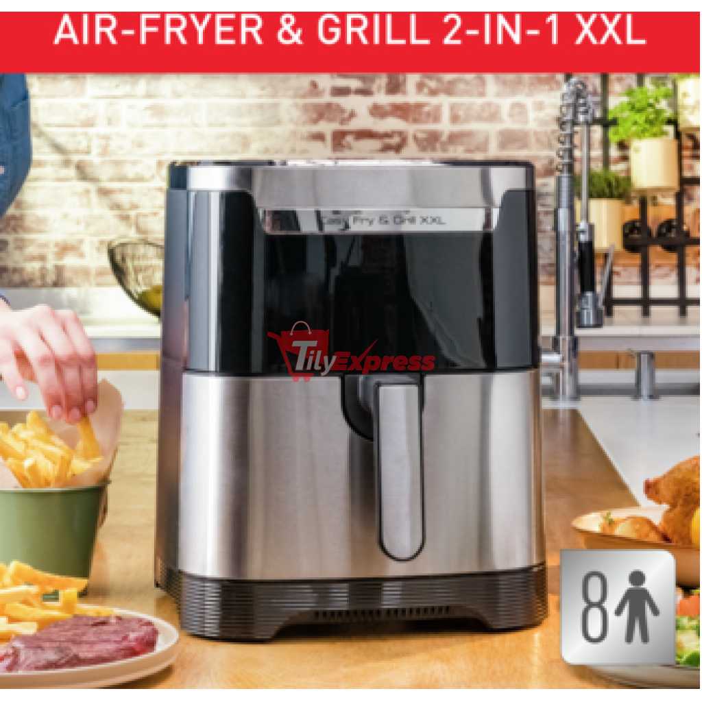 Tefal 6.5 Litres Easy Fry & Grill XXL 2-in-1 Air Fryer EY801D27 - Inox