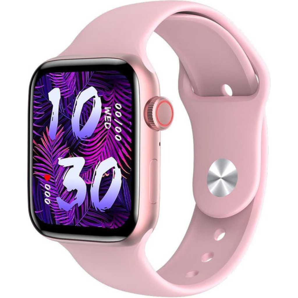 HW22 Pro - Smart Watch Series 6, Bluetooth Call Waterproof with Silicone Band and Full Touch Screen, 44MM, Pink