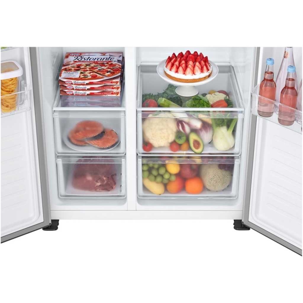 LG 519-Litres Fridge GCFB507PQAM; 519(L), Side by Side Refrigerator, Smart Inverter Compressor, Multi Air Flow, Total No Frost - Silver