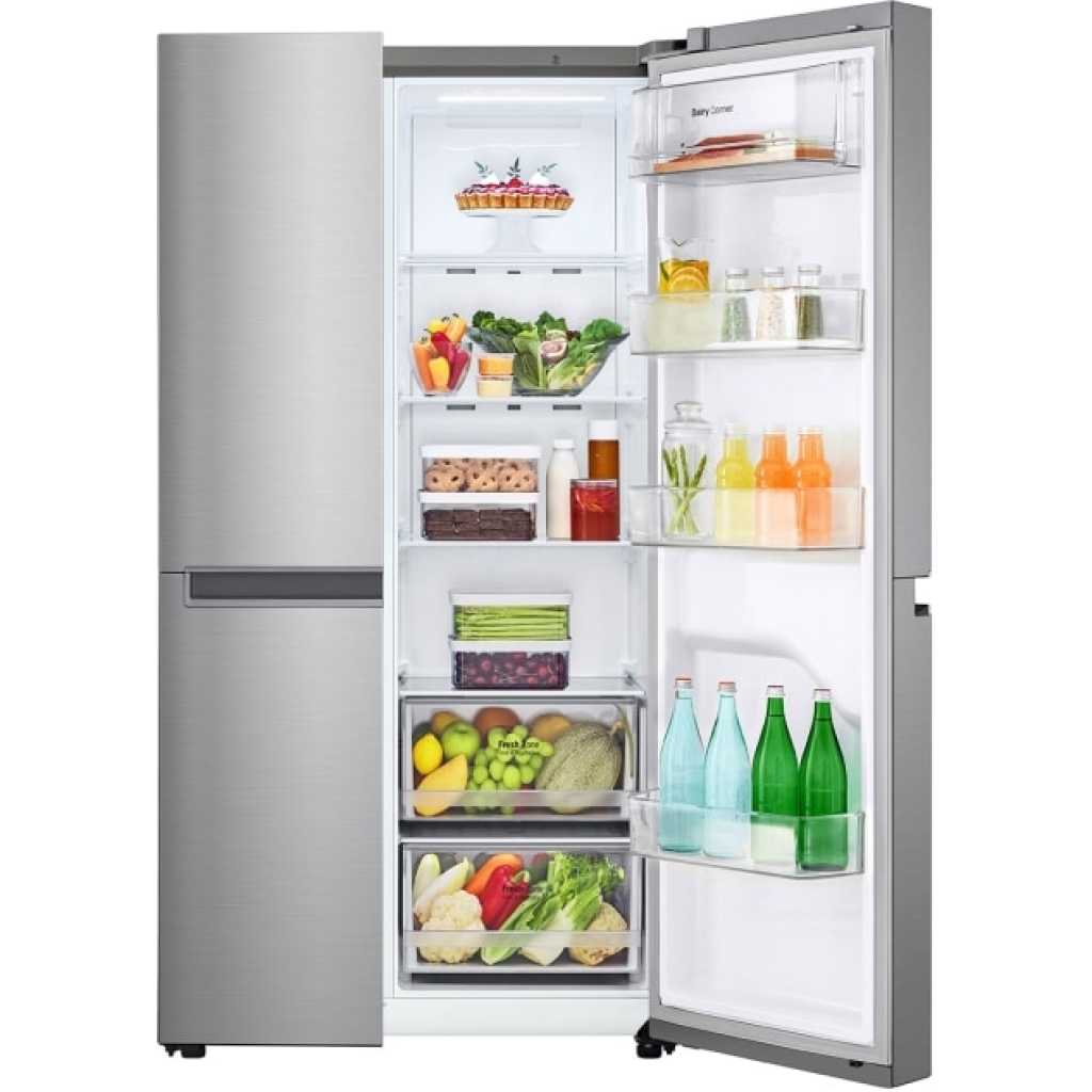 LG 649-Litres Fridge GC-B257JLYL 649(L) | Side by Side Refrigerator | Smart Inverter Compressor | Multi Air Flow | Smart Diagnosis™ - Inox