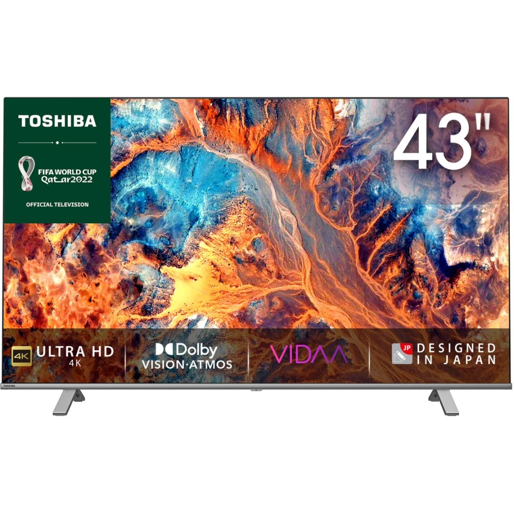 Toshiba 43-Inch 4K UHD Smart LED TV with HDR & Dolby Atmos VIDAA TV, Bluetooth, HDMI, USB, Inbuilt Free To Air Decoder – Black