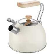 Kaisa Villa 2.5 Litre Stovetop Teapot Stainless Steel Whistling Tea Kettle, Cream.