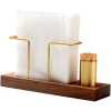 1pc Solid Wood Creative Vertical Tissue Storage Rack With Toothpick Holder, Cafe Bar Restaurant Desktop Napkin Holder, Simple Table Tissue Displays Storage Holder, Coffee Bar Accessories, Household Storage Organization For Kitchen, Bedroom, Office