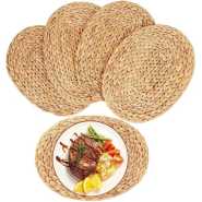 6 Pieces OF Oval Woven Placemats, Natural Water Hyacinth Placemats Straw Braided Rattan Placemats, 12x16 Inches Plate Chargers Set, Non-Slip Heat Resistant Woven Chargers for Dining Table