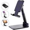 Phone Stand for Desk, Foldable Portable Cell Phone Holder Stand with Weighted Base, Adjustable Angle & Height Cell Phone Stand, Sturdy Phone Holder Metal Desktop Phone Stand