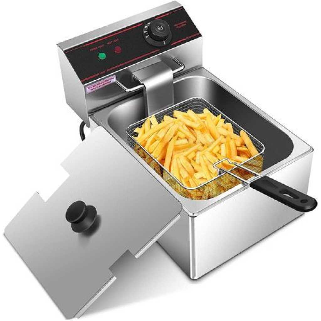 Pixel 6 Litres Commercial Deep Fryer Stainless Steel - Silver