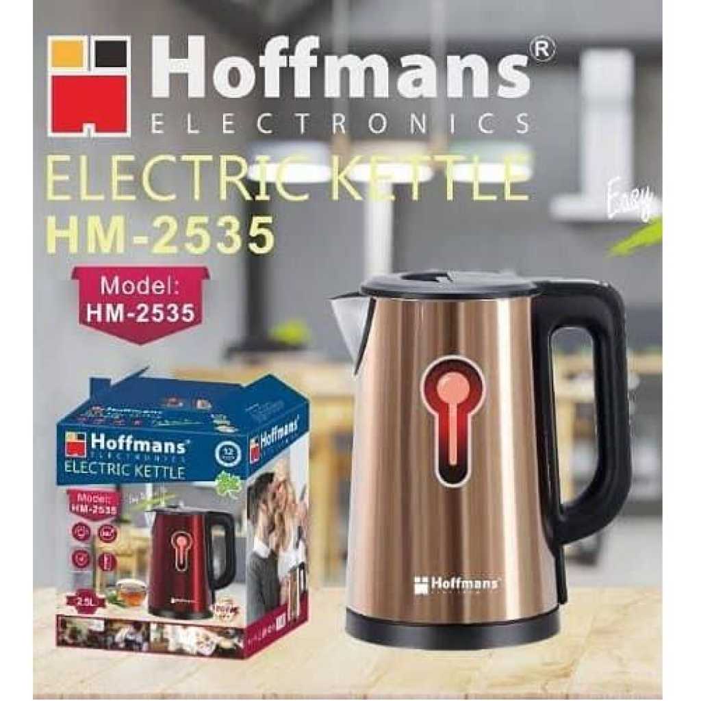 Hoffmans 2.5Litres Electric Tea Kettles for Boiling Water Stainless Steel Double Wall Hot Water Boiler with Automatic Shut Off & Boil-Dry Protection, BPA Free