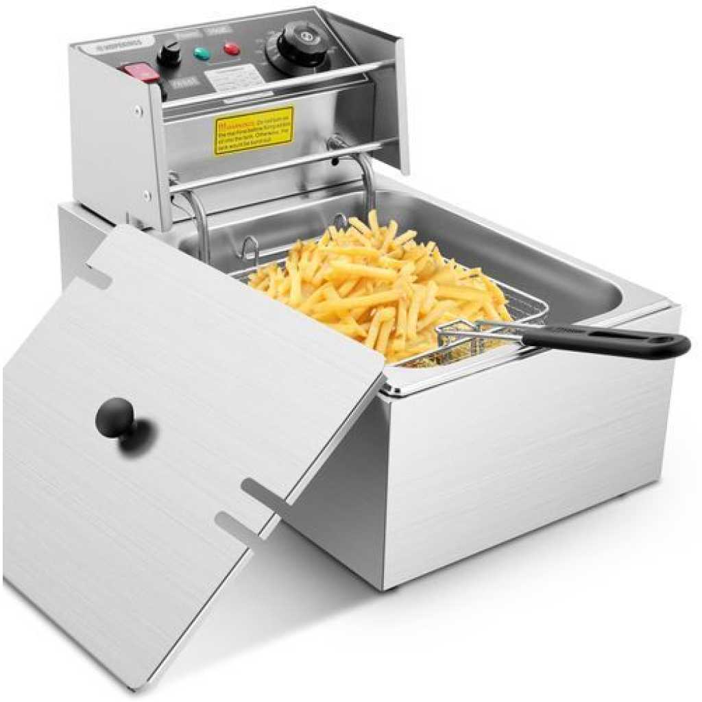 Pixel 6 Litres Commercial Deep Fryer Stainless Steel - Silver