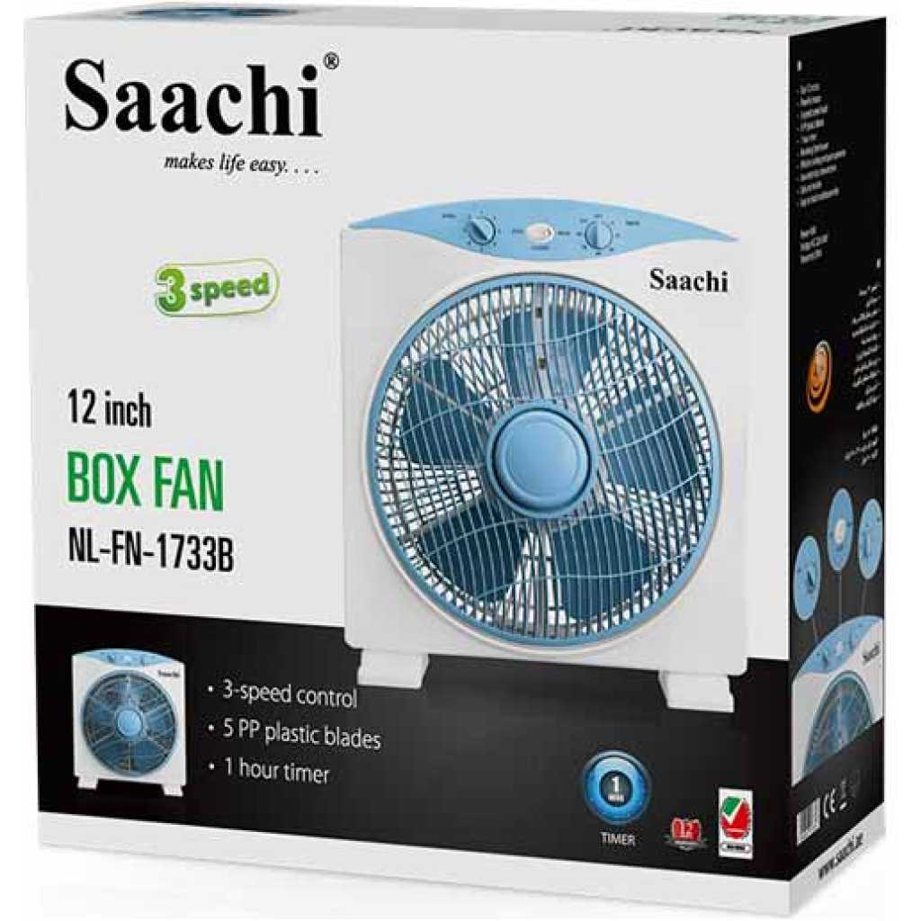 Saachi Box Fan With 3 Speed Control, 12-Inch – NL-FN-1733B - White