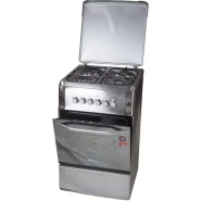 BlueFlame Cooker 50x55cm 3 Gas Burners And 1 Electric Plates S5031GR-I, Gas Oven & Grill, Rotisserie, Oven lamp, Auto Ignition - Inox