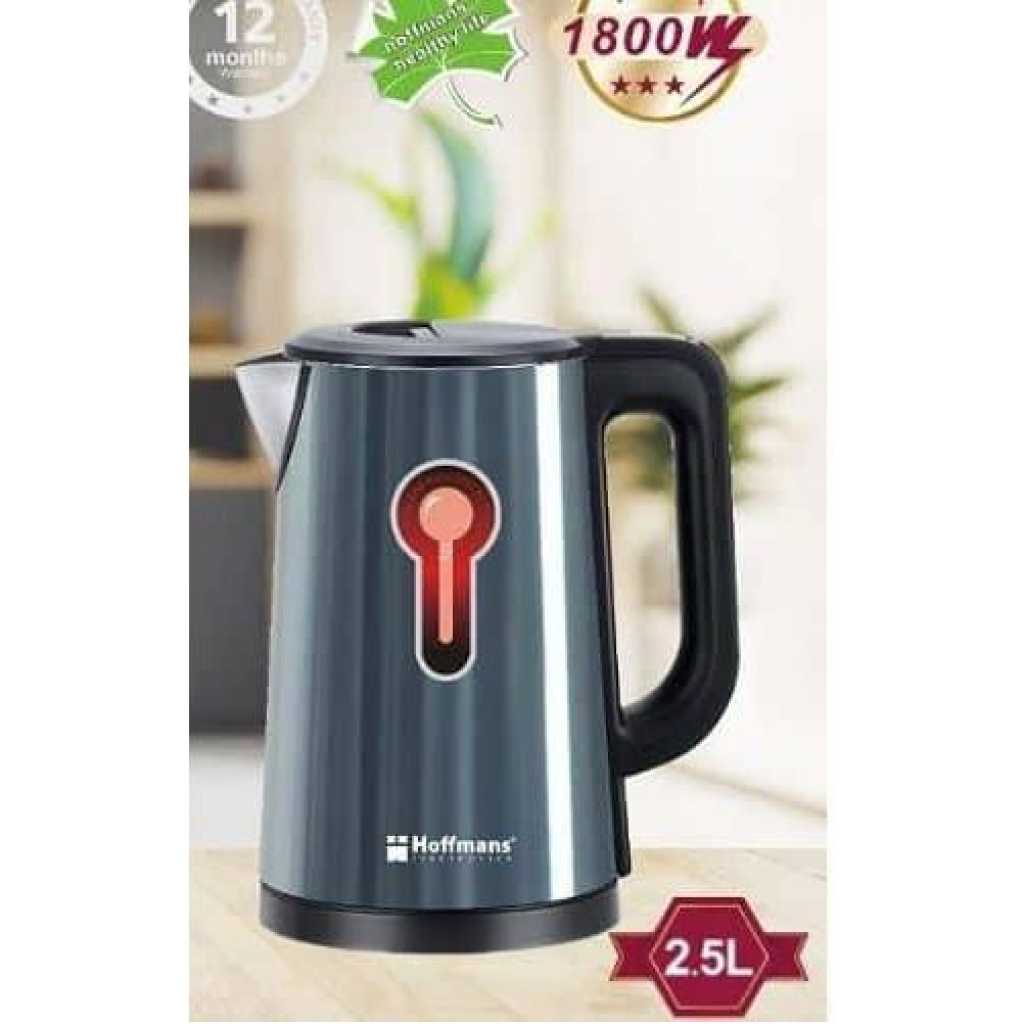 Hoffmans 2.5Litres Electric Tea Kettles for Boiling Water Stainless Steel Double Wall Hot Water Boiler with Automatic Shut Off & Boil-Dry Protection, BPA Free