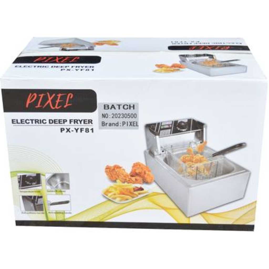 Pixel 6 Litres Commercial Deep Fryer Stainless Steel - Silver