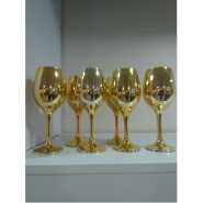 6 Pc, 18.5oz Juice Champagne Stem Wine Glasses Decorative - Gold