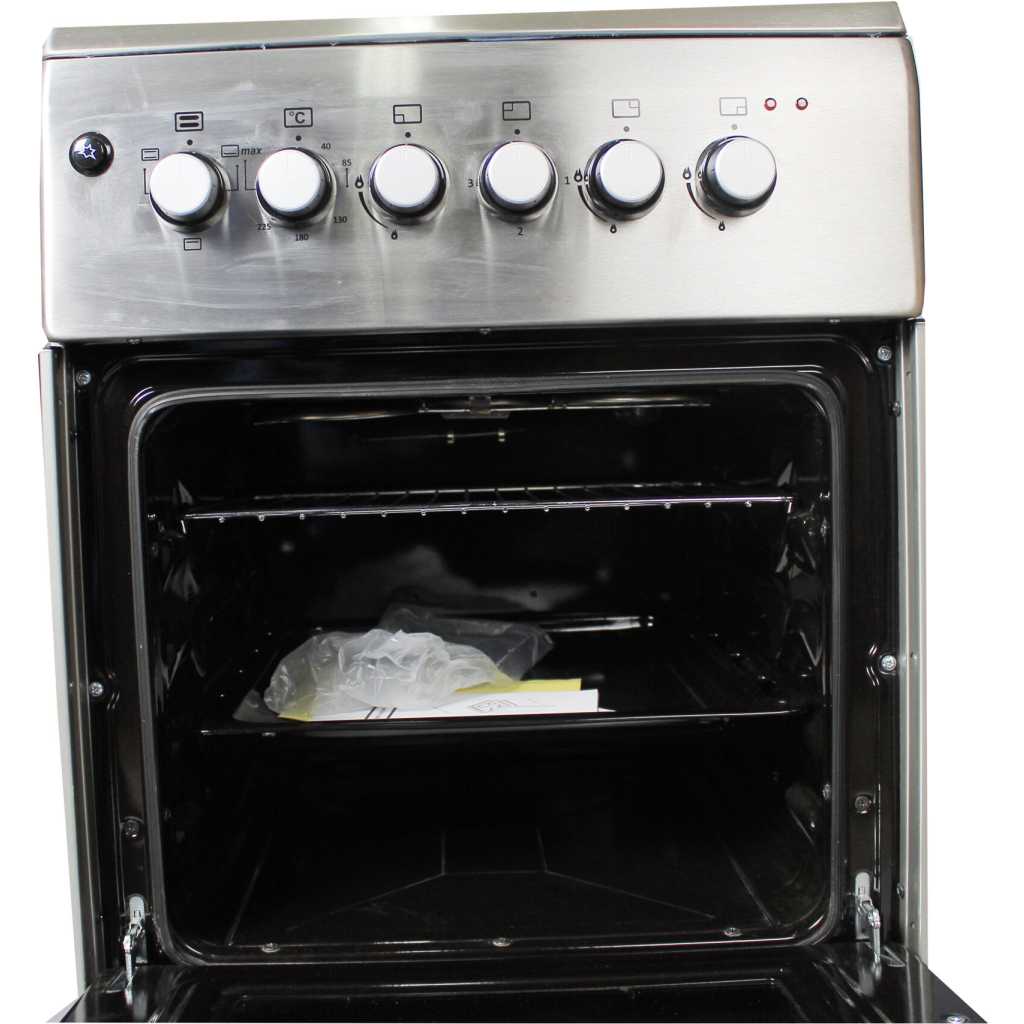 Blueflame Combo Cooker 60x50CM NL6031E, 3 Gas + 1 Electric Plate, Electric Oven & Grill, Auto Ignition, Thermostat, Oven Lamp - Inox