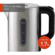 Panasonic 1.7L Kettle NC-K301STB, Cylindrical Body, Wide Opening Easy to Clean, LED Boil Indicator, Anti Scale Filter - Stainless Steel