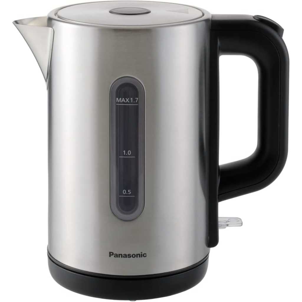 Panasonic 1.7L Kettle NC-K301STB, Cylindrical Body, Wide Opening Easy to Clean, LED Boil Indicator, Anti Scale Filter - Stainless Steel