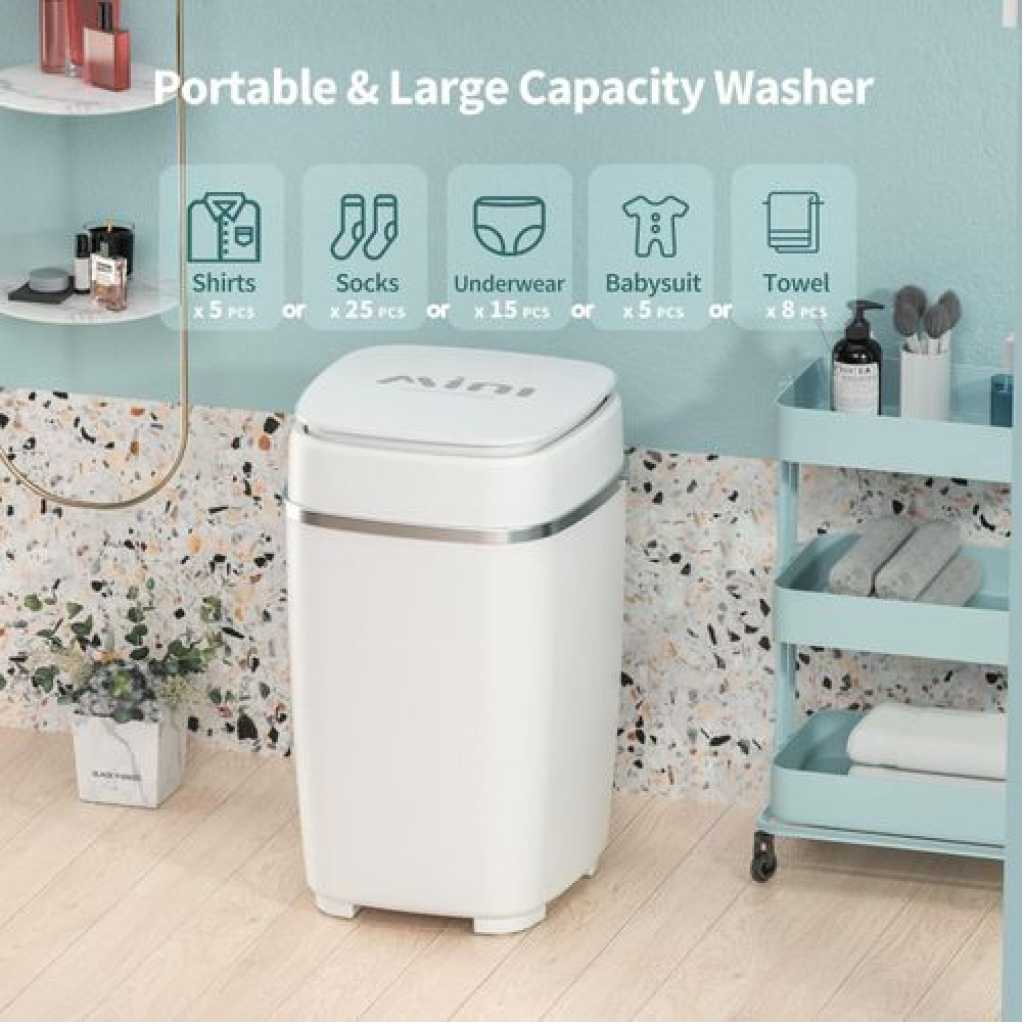 Portable Washing Machine, Compact Mini Washer 8lbs Capacity, Semi-Automatic Single-tub Laundry Machines with Gravity Drain for Apartments RVs and Dorms(Without spin basket)- Multicolor