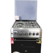 Blueflame 60x60cm Diamond Cooker; 3 Gas and 1 Electric Hotplate D6031ERF; Electric Oven & Grill, Digital Timer, THermostat, Oven Lamp, Cast Iron Pan Supports, Rotisserie, Auto Ignition – Inox