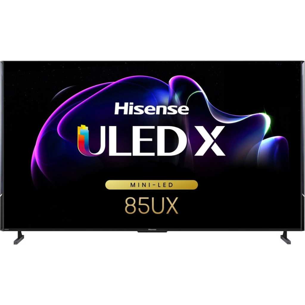 Hisense 85″ Class UX Series Mini-LED ULED X 4K UHD Google TV, HDR, Dolby Vision, HDMI, USB, Apple AirPlay, Chromecast, Digital Tuner, Ethernet, Bluetooth, Dolby Atmos – Black