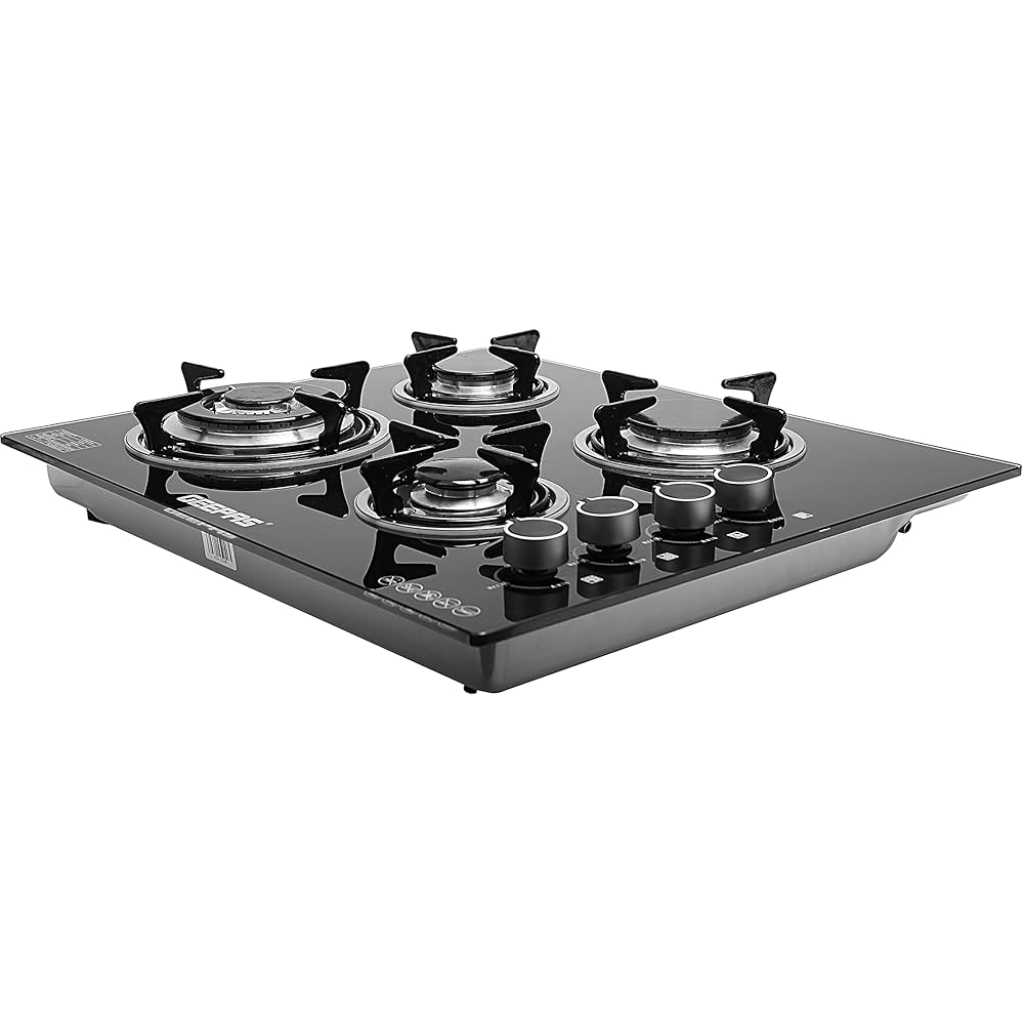 Geepas GK4410 4 Burners Gas Cooker with 2-in-1 Built-in Gas Hob, Tempered Glass, Auto Ignition - Black