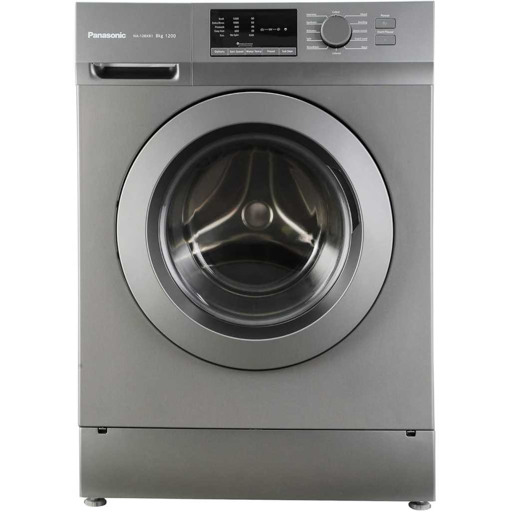 Panasonic 8kg Fully-Automatic Front Loading Washing Machine NA-128XB1L01, Inbuilt Heater, Eco Wash, 1200 RPM, 230 Volts - Silver