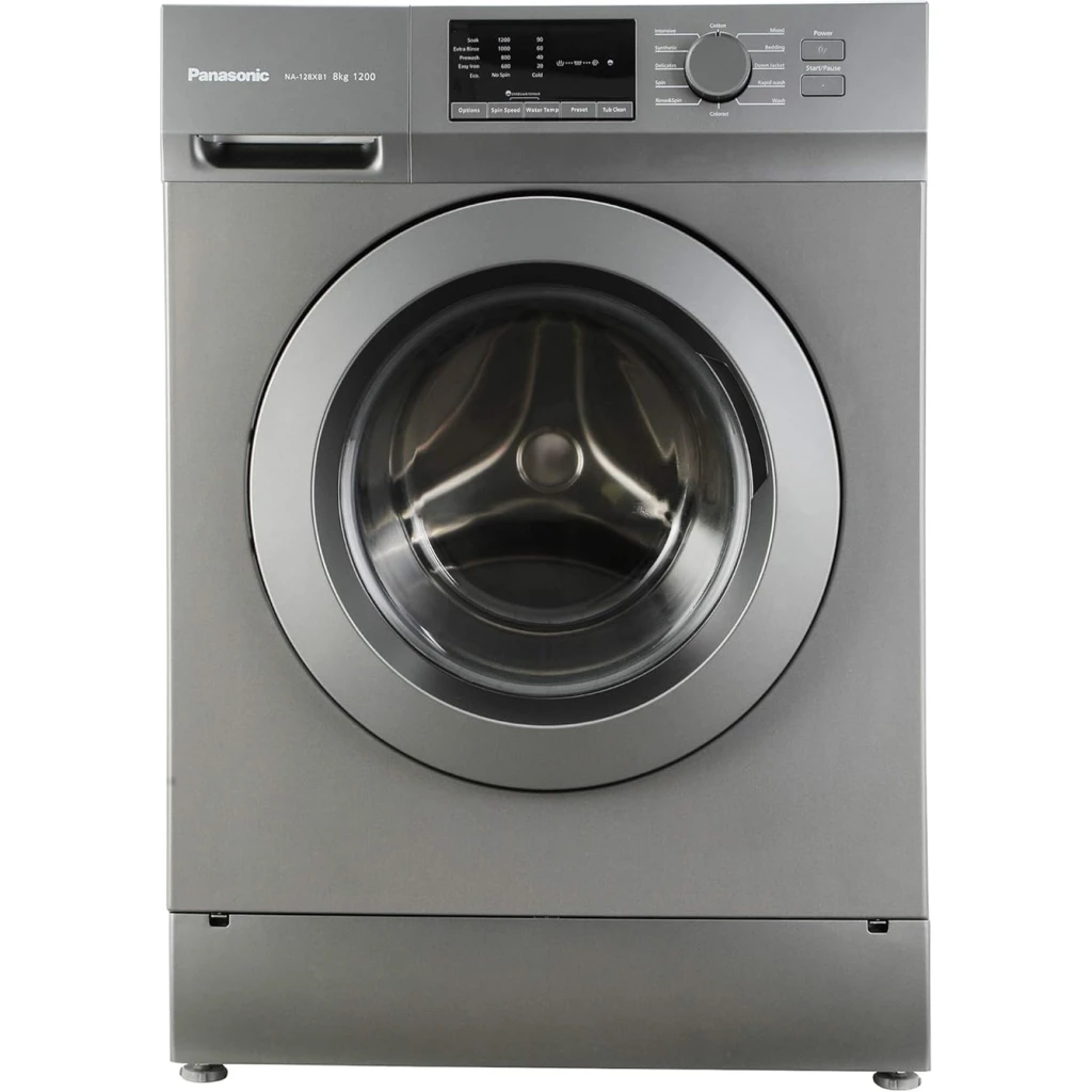 Panasonic 8kg Fully-Automatic Front Loading Washing Machine NA-128XB1L01, Inbuilt Heater, Eco Wash, 1200 RPM, 230 Volts - Silver