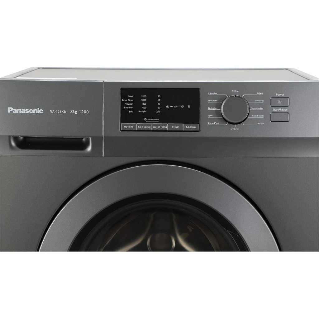 Panasonic 8kg Fully-Automatic Front Loading Washing Machine NA-128XB1L01, Inbuilt Heater, Eco Wash, 1200 RPM, 230 Volts - Silver