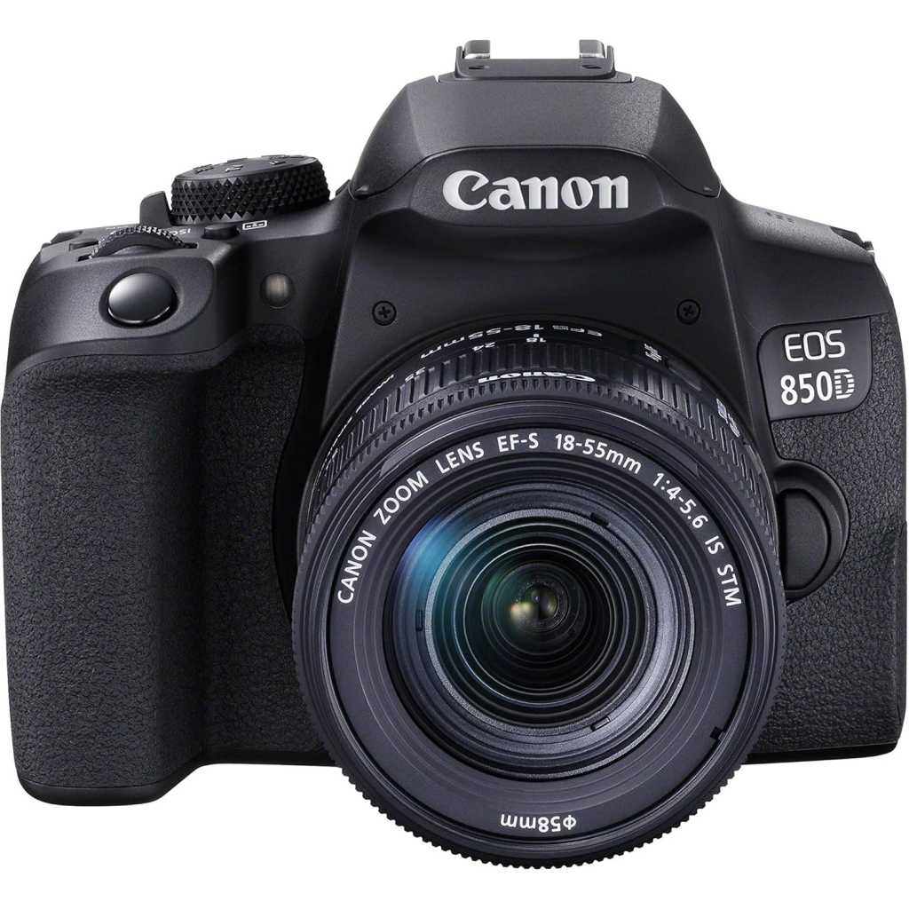 Canon EOS 850D (Rebel T8i) + EF-S 18-55mm f/4-5.6 IS STM, DSLR Digital Camera, 4K Video, 24.1MP - Black