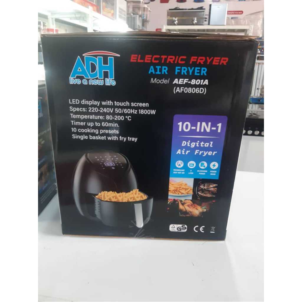 ADH 8L Digital Air Fryer AF0806D - Black