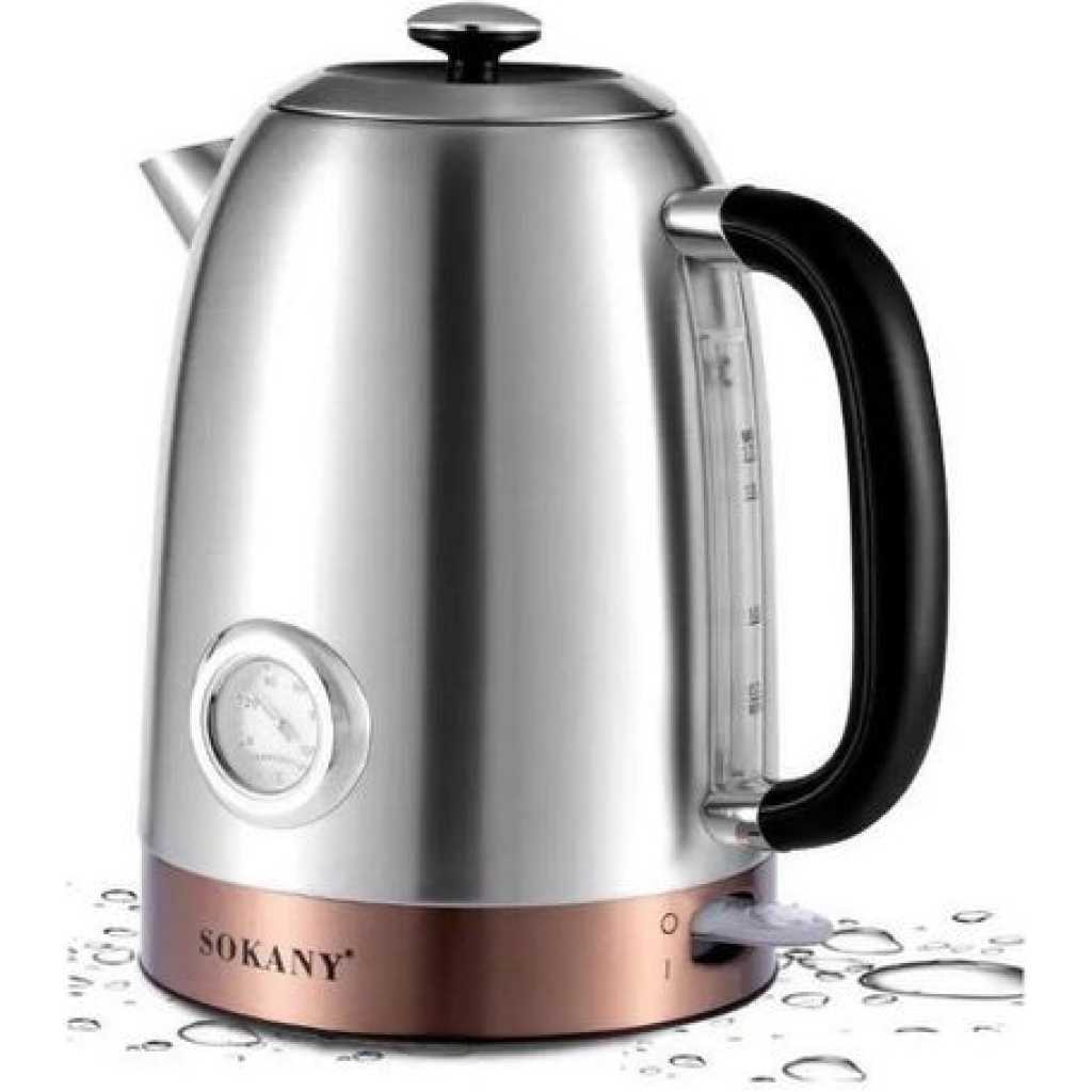 Sokany Electric Kettle For Boiling Water Fast With Temperature Level Indicator-Silver