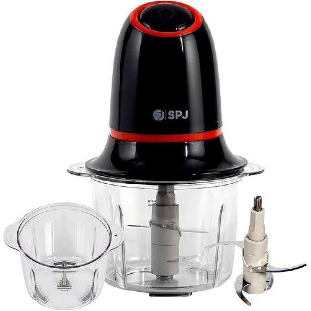 SPJ 1.2L Vertical Glass Chopper/Mixer/Grinder, Electric Meat Chopper - Black & Orage