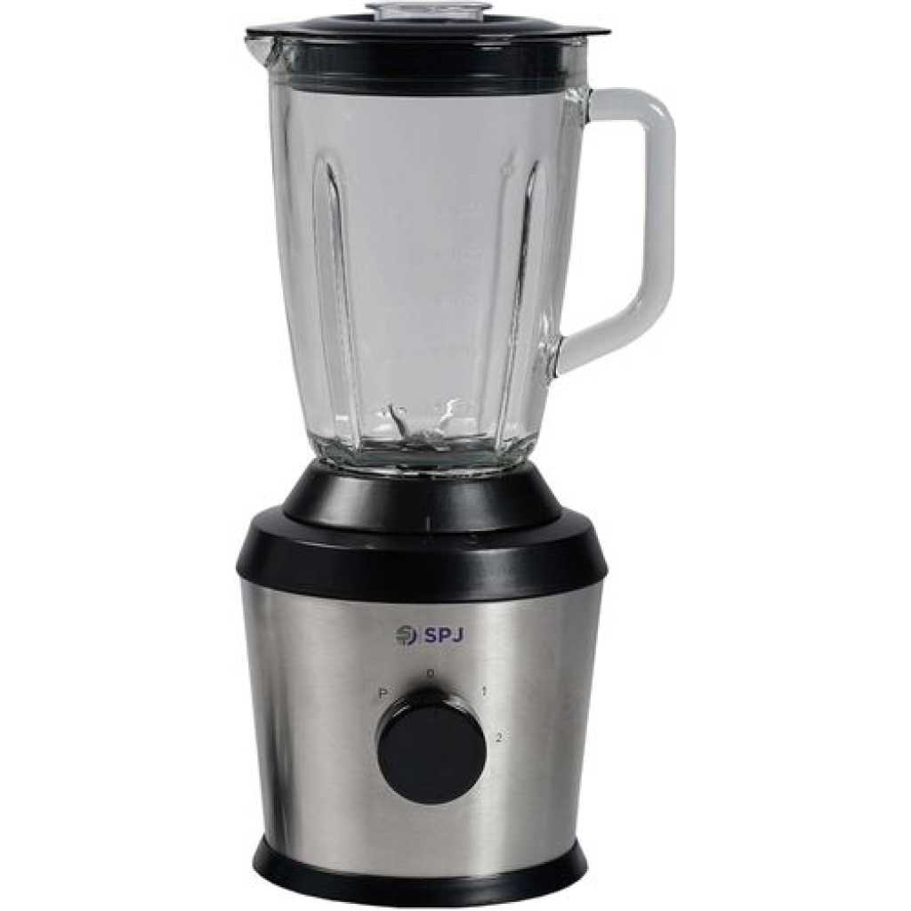 SPJ Proffessional 2 In 1 Blender, Grinder (Glass Jar)1.5L - Siver & Black