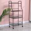 1 Piece Of 4-Tiers Kitchen Microwave Stand Storage Trolley Workstation Shelf/Tool Storage Shelf Microwave Rack/Multi-Function Kitchen Floor-Standing Rack/Baker Rack Kitchen Trolley/Space-saving Black