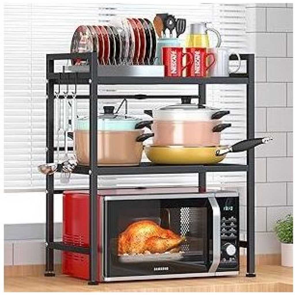 1pc Kitchen Storage Rack, 2 Tier Microwave Oven Shelf Utensil Organizer  Multipurpose Counter Shelf