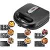 Sokany 7 In 1 Sandwich Waffle Donut Maker Set-Black/Silver